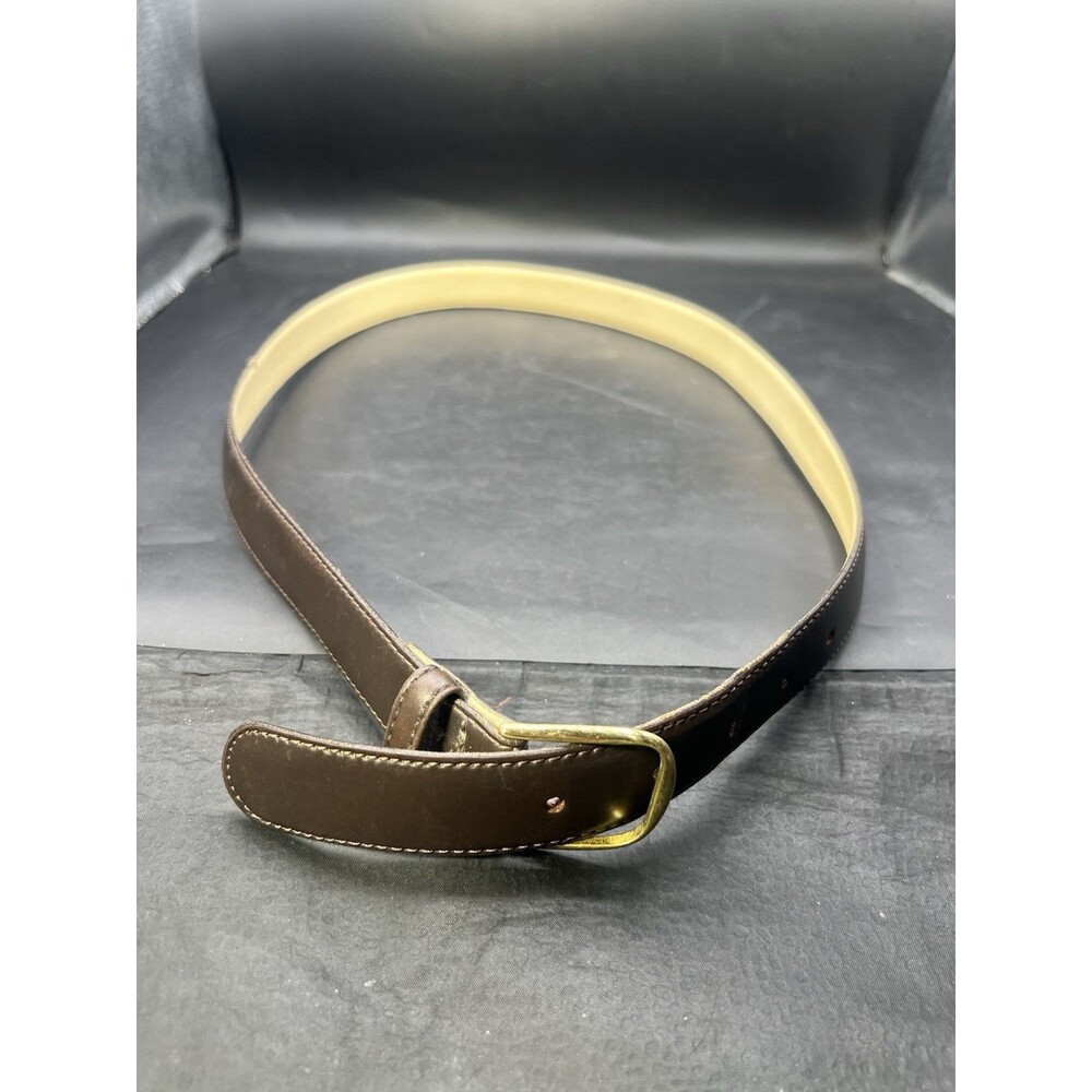 Savile Row Men’s Brown Leather Belt Brass Buckle Full Grain Cowhide 42”